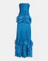 Valentino Strapless Pleated Ruffled Polka-dot Silk-chiffon Gown