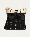 Valentino Plusdepois Print Chiffon Top With Handmade Draping And Bow Detail In Light Hazelnut