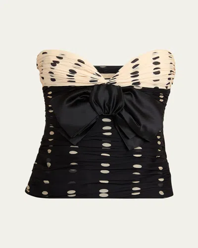 VALENTINO STRAPLESS POLKA DOT RUCHED BUSTIER