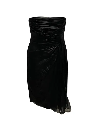 Pre-owned Valentino Strapless Ruched Mini Dress In Black