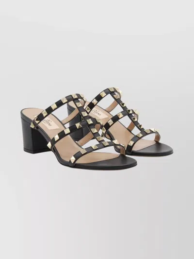 Valentino Garavani Strappy Block Heel Open Toe Sandals In Black