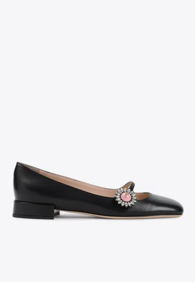 VALENTINO GARAVANI STRASS-BUTTON BALLET FLATS