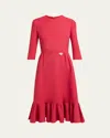 Valentino Crepe Couture Midi Dress In Red