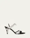 Valentino 85mm L'une Et L'autre Sandals In Nud Nerosilver-crystal