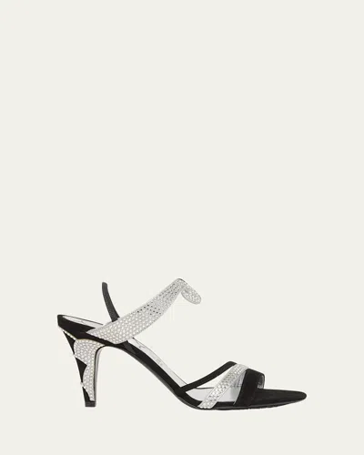 VALENTINO GARAVANI STRASS SUEDE COSMOS SLINGBACK SANDALS