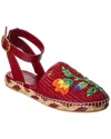 Valentino Bribri Embroidered Raffia Espadrilles In Red