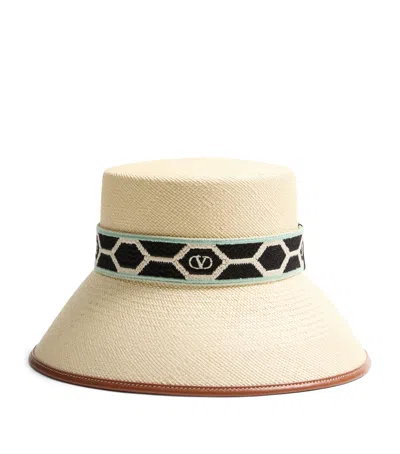 VALENTINO GARAVANI STRAW ANTIBES BUCKET HAT