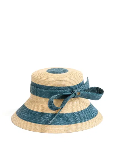 Valentino Garavani Straw Bow Signature Bucket Hat In Neutral