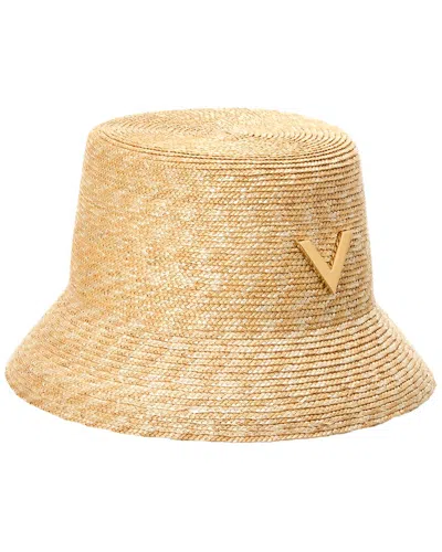 Valentino Garavani Valentino Straw Bucket Hat In Brown