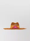 Valentino Straw Escape Hat With Printed Scarf Detail