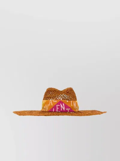 Valentino Straw Escape Hat With Printed Scarf Detail In Beige O Tan