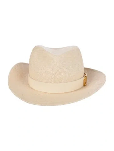 Pre-owned Valentino Garavani Straw Panama Hat In Neutral