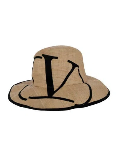 Pre-owned Valentino Garavani Straw Sun Hat In Neutrals