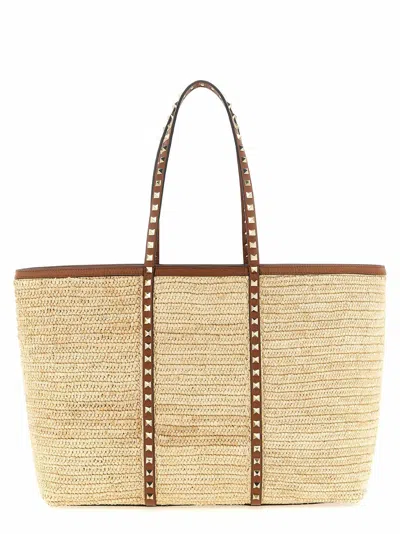 Valentino Garavani Straw Tote Women's Bag In Sand