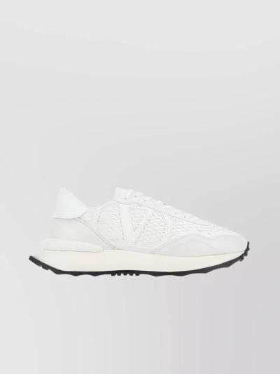 Valentino Garavani Streamlined Low-top Sneakers With Striking Contrast Sole In White