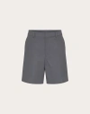 Valentino Stretch Cotton Canvas Shorts With Rubberized V-detail In Light Grey