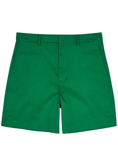 Valentino Stretch-cotton Shorts In Green