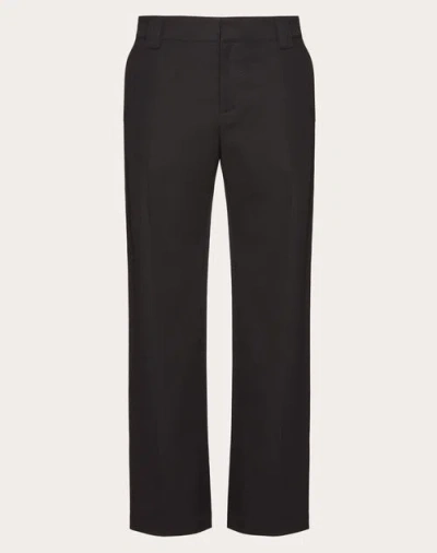 Valentino Stretch Cotton Trousers With R.u. Details In Black