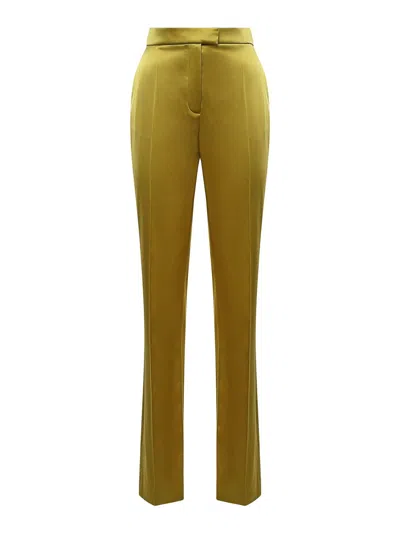 Valentino Stretch Double Duchesse Trousers In Green