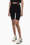 Valentino Stretch Fabric Biker Shorts With Embroidered Logo In Black