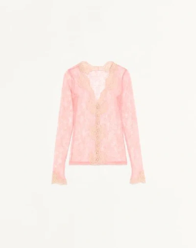 Valentino Stretch Lace Cardigan Woman Pink S