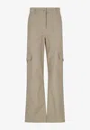 Valentino Cotton-blend Canvas Wide-leg Cargo Pants In Beige