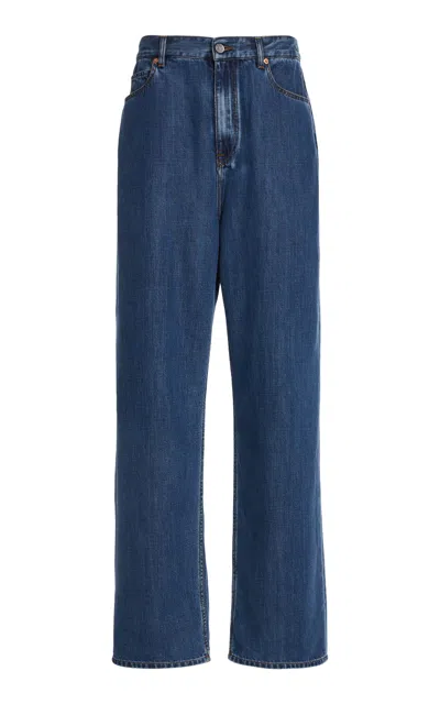Valentino Wide- Leg Jeans In Medium Blue Denim