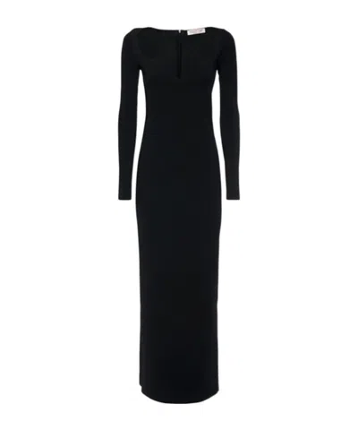 Valentino Stretch Viscose Knit Long Dress In Black