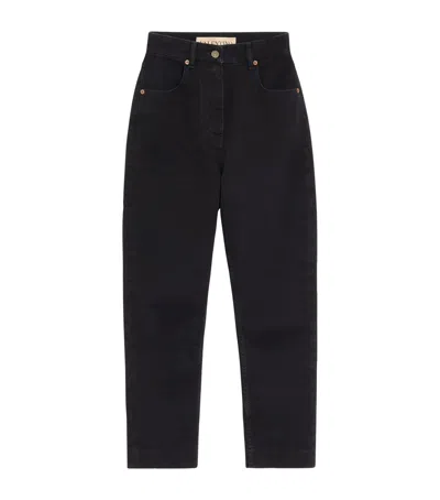 Valentino Stretch-denim Cropped Straight Jeans In Multi