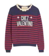 Valentino Knitwear Sweater Asymmetric Neck Design In Blue