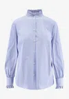 Valentino Shirt In Popeline Classic Stripe In Blue