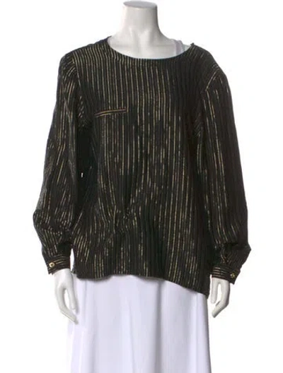 Pre-owned Valentino Striped Bateau Neckline Blouse In Multi