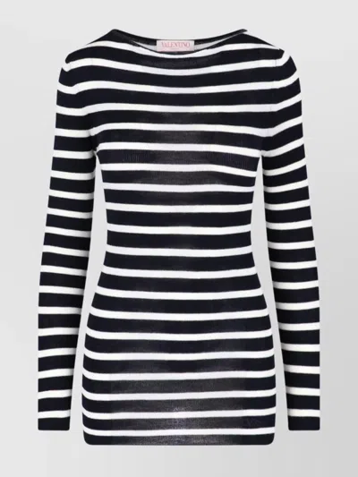 VALENTINO STRIPED BOAT NECK KNITWEAR