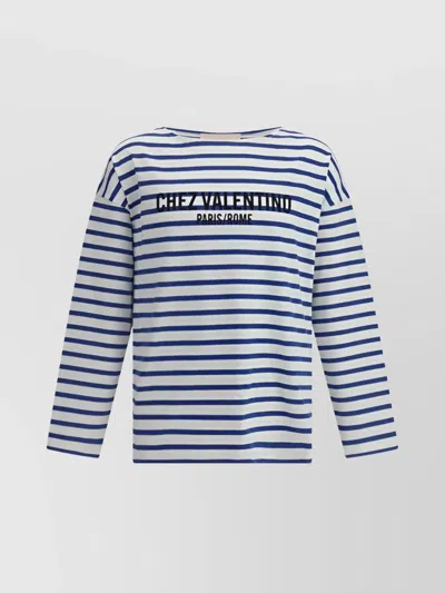 VALENTINO STRIPED BOAT NECK T-SHIRT