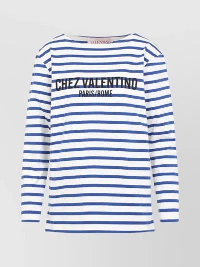 VALENTINO STRIPED BOAT NECK T-SHIRT