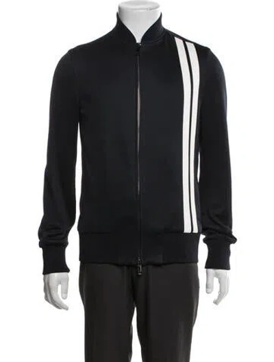 Pre-owned Valentino Striped Bomber Jacket In Black