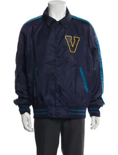 Pre-owned Valentino Striped Bomber Jacket In Blue