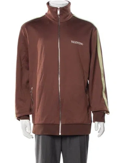 Pre-owned Valentino Striped Bomber Jacket In Brown