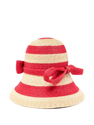Valentino Garavani Striped Bow Hat In Red