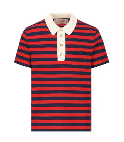 VALENTINO STRIPED BUTTON DETAILED POLO SHIRT