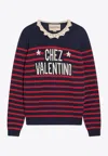 Valentino Knitwear Sweater Asymmetric Neck Design In Blue