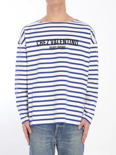 VALENTINO STRIPED CHEZ VALENTINO GARAVANI T-SHIRT