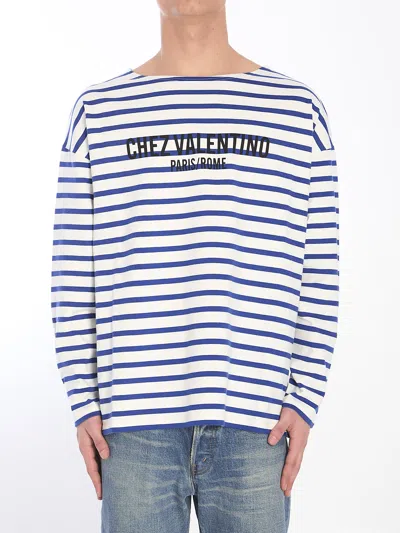 VALENTINO STRIPED CHEZ VALENTINO T-SHIRT