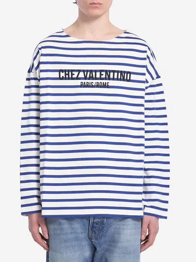 VALENTINO STRIPED CHEZ VALENTINO TSHIRT