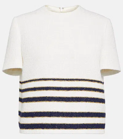 Valentino Striped Cotton-blend Top In Multicoloured