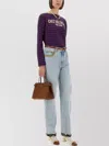 Valentino Striped Cotton Jersey T-shirt In Purple