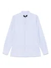 Valentino Cotton Shirt With Striped Pattern And Embroidered Motif In Blue