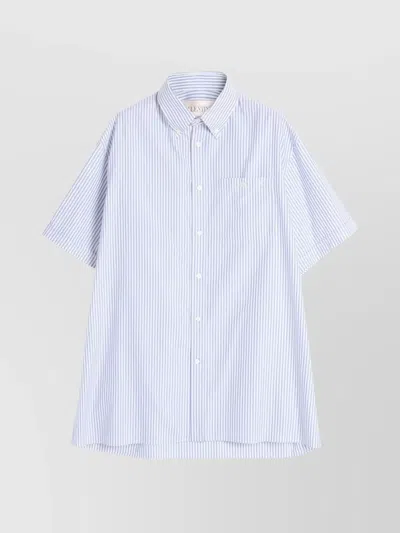 Valentino Striped Cotton Shirt Chest Pocket In Blue