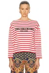 Valentino Womens Avorio Rosso Striped Brand-print Cotton-jersey T-shirt In Avorio & Rosso