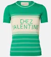 Valentino Striped Cotton Top In Green